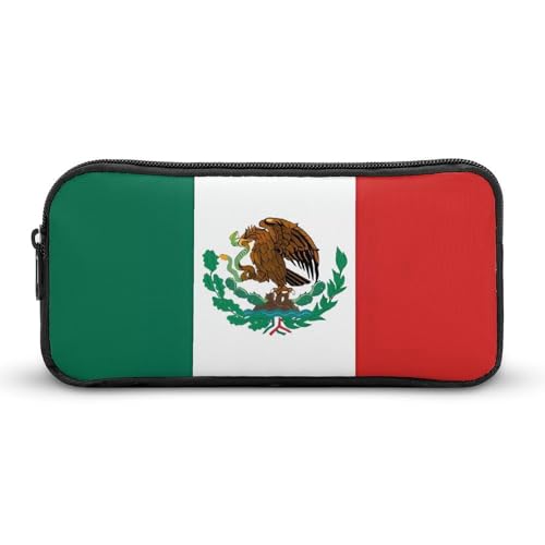 Federmäppchen mit Flagge von Mexiko, großes Fassungsvermögen, minimalistisches Federmäppchen, leicht und langlebig, kleine Aufbewahrungstasche für Bürobedarf, Organizer von LKHDS