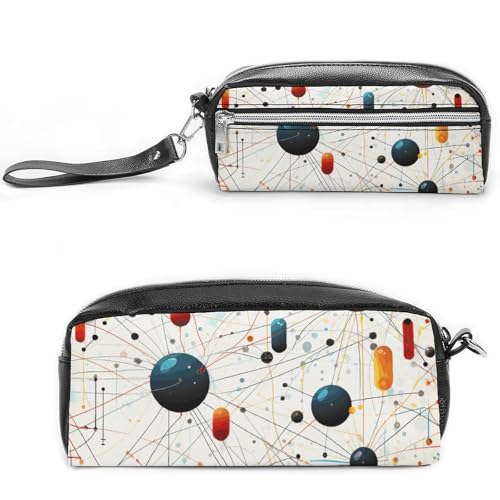 Federmäppchen mit Physik-Druck, großes Fassungsvermögen, Leder-Federmäppchen mit Reißverschluss, tragbare kleine Make-up-Tasche, Bürobedarf-Organizer für Damen und Herren von LKHDS
