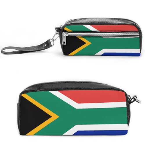 Federmäppchen mit Südafrika-Flagge, großes Fassungsvermögen, Leder-Federmäppchen mit Reißverschluss, tragbare kleine Make-up-Tasche, Bürobedarf-Organizer für Damen und Herren Federmäppchen mit Südafrika-Flagge, großes Fassungsvermögen, Leder-Federmäppchen mit Reißverschluss, tragbare kleine Make-up-Tasche, Bürobedarf-Organizer für Damen und Herren von LKHDS