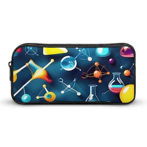 Federmäppchen mit abstrakter Wissenschaft, Chemie, großes Fassungsvermögen, minimalistisches Federmäppchen, leicht und langlebig, kleine Aufbewahrungstasche für Bürobedarf, Organizer von LKHDS