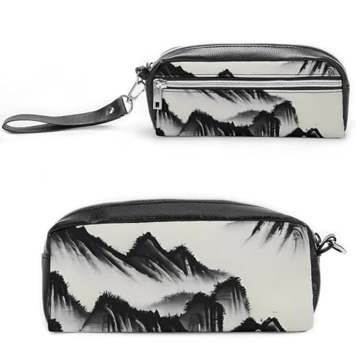 Federmäppchen mit chinesischer Landschaftsmalerei, großes Fassungsvermögen, Leder-Federmäppchen mit Reißverschluss, tragbare kleine Make-up-Tasche, Bürobedarf-Organizer für Damen und Herren Federmäppchen mit chinesischer Landschaftsmalerei, großes Fassungsvermögen, Leder-Federmäppchen mit Reißverschluss, tragbare kleine Make-up-Tasche, Bürobedarf-Organizer für Damen und Herren von LKHDS