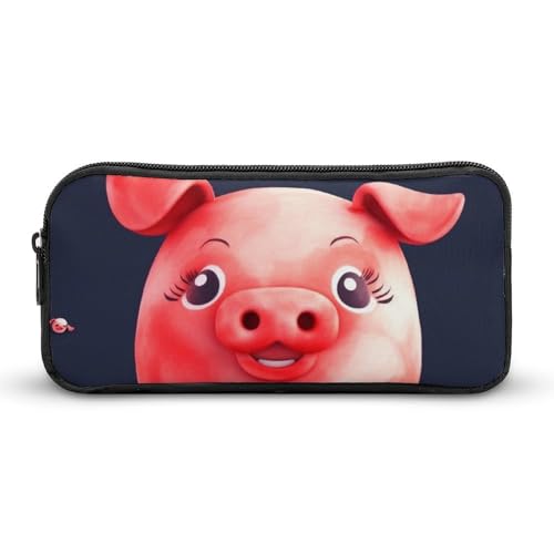 Federmäppchen mit niedlichem Schweinchen, großes Fassungsvermögen, minimalistisches Federmäppchen, leicht und langlebig, kleine Aufbewahrungstasche für Bürobedarf, Rot Federmäppchen mit niedlichem Schweinchen, großes Fassungsvermögen, minimalistisches Federmäppchen, leicht und langlebig, kleine Aufbewahrungstasche für Bürobedarf, Rot von LKHDS