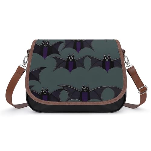 Fledermausmuster Umhängetasche für Damen, Leder, Crossbody-Tasche, verstellbar, abnehmbarer Schultergurt, freihändige Taschen Fledermausmuster Umhängetasche für Damen, Leder, Crossbody-Tasche, verstellbar, abnehmbarer Schultergurt, freihändige Taschen von LKHDS