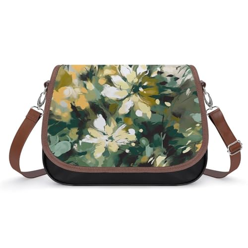 Hellgelb Dunkelgrün Umhängetasche für Damen, Leder Crossbody Tasche Verstellbarer Abnehmbarer Schultergurt Freihändige Taschen Hellgelb Dunkelgrün Umhängetasche für Damen, Leder Crossbody Tasche Verstellbarer Abnehmbarer Schultergurt Freihändige Taschen von LKHDS