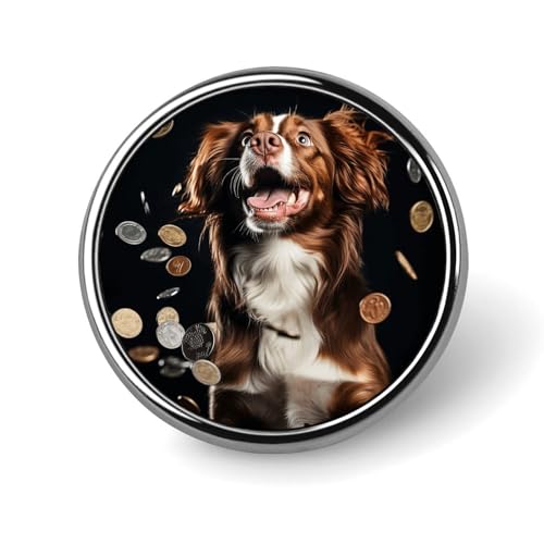 Hunde- und Münzabzeichen, dekorativ, langlebige Aluminium-Legierung, rundes Abzeichen, leichte Knopf-Brosche für Hemden, Jacken, Hüte, Uniformen, 2,5 cm Hunde- und Münzabzeichen, dekorativ, langlebige Aluminium-Legierung, rundes Abzeichen, leichte Knopf-Brosche für Hemden, Jacken, Hüte, Uniformen, 2,5 cm von LKHDS