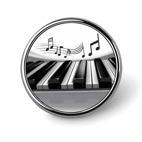 Klavier-Musik-Symbol-Abzeichen, dekorativ, langlebige Aluminiumlegierung, rundes Abzeichen, leichte Knopf-Brosche für Hemden, Jacken, Hüte, Uniformen, 2,5 cm von LKHDS