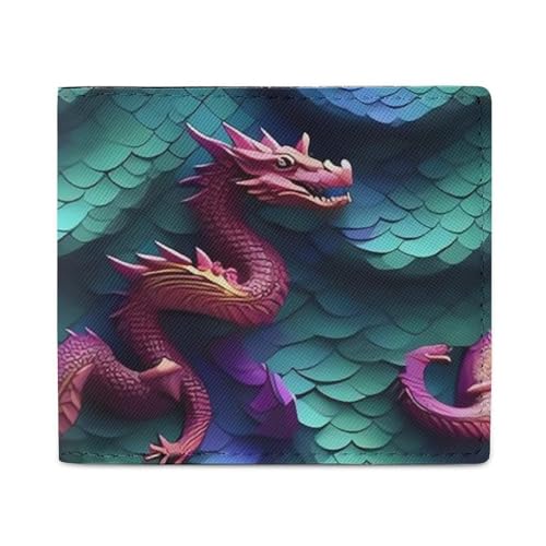 LKHDS 3D Magical Dragon Scales Bifold Wallet with ID Window, Leather Slim Wallet Easy Access Compact Purse for Men Women von LKHDS