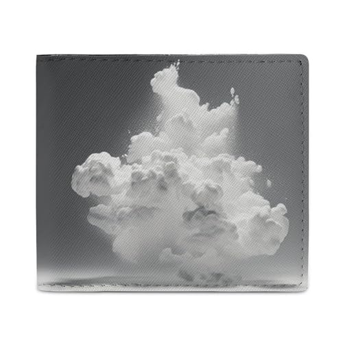 LKHDS A Cloud Floating Bifold Wallet with ID Window, Leather Slim Wallet Easy Access Compact Purse for Men Women von LKHDS
