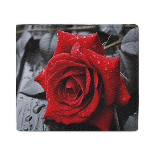 LKHDS A Red Rose Bifold Wallet with ID Window, Leather Slim Wallet Easy Access Compact Purse for Men Women LKHDS A Red Rose Bifold Wallet with ID Window, Leather Slim Wallet Easy Access Compact Purse for Men Women von LKHDS