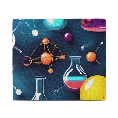 LKHDS Abstrakte Wissenschaft Chemie Faltbörse mit Ausweisfenster, Leder, schlanke Geldbörse, einfacher Zugriff, kompakte Geldbörse für Männer und Frauen von LKHDS