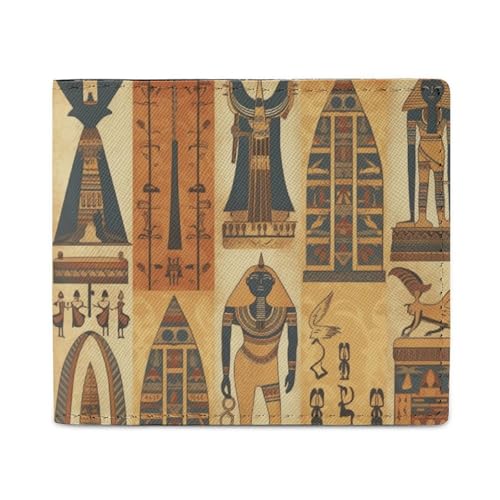 LKHDS Ancient Egypt Tribe Series Bifold Wallet with ID Window, Leather Slim Wallet Easy Access Compact Purse for Men Women von LKHDS