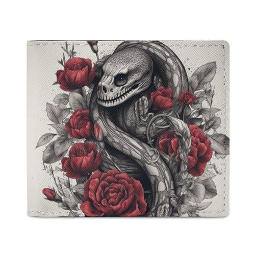 LKHDS Animals on Flowers Bifold Wallet with ID Window, Leather Slim Wallet Easy Access Compact Purse for Men Women von LKHDS