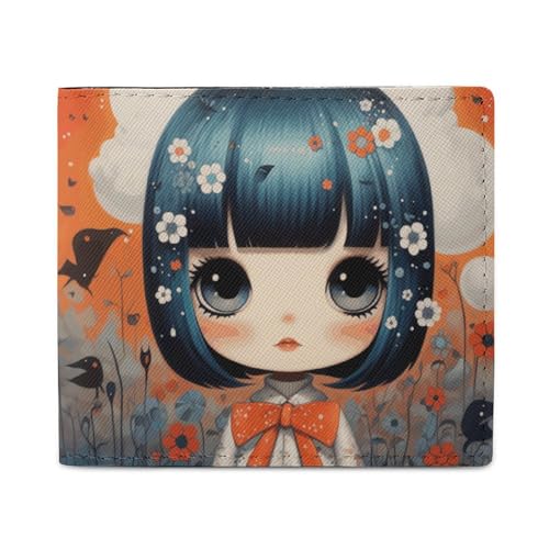 LKHDS Anime Pictures Bifold Wallet with ID Window, Leather Slim Wallet Easy Access Compact Purse for Men Women von LKHDS