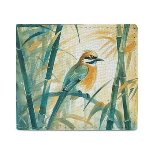 LKHDS Birds And Tree Bifold Wallet with ID Window, Leather Slim Wallet Easy Access Compact Purse for Men Women von LKHDS