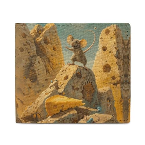 LKHDS Cheese Bifold Wallet mit Ausweisfenster, Leder, schlanke Brieftasche, einfacher Zugriff, kompakte Geldbörse für Männer und Frauen von LKHDS