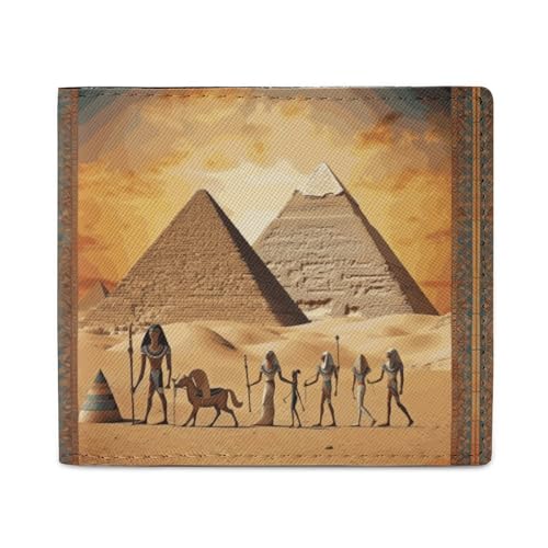 LKHDS Faltbare Geldbörse aus altem Ägypten, mit Ausweisfenster, Leder, schlank, einfacher Zugriff, kompakte Geldbörse für Männer und Frauen von LKHDS