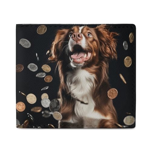 LKHDS Faltbare Geldbörse für Hunde und Münzen mit Ausweisfenster, Leder, schlank, einfacher Zugriff, kompakte Geldbörse für Männer und Frauen von LKHDS