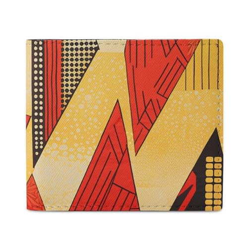 LKHDS Faltbare Geldbörse im afrikanischen Stil mit Ausweisfenster, schlankes Leder, einfacher Zugriff, kompakte Geldbörse für Männer und Frauen von LKHDS