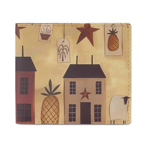 LKHDS Faltbare Geldbörse mit Ausweisfenster, Leder, schlank, einfacher Zugriff, kompakte Geldbörse für Männer und Frauen, Beige / Braun von LKHDS