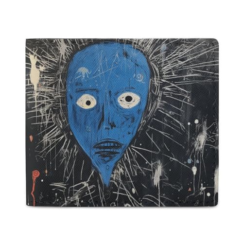 LKHDS Faltbare Geldbörse mit Ausweisfenster, Leder, schlank, einfacher Zugriff, kompakte Geldbörse für Männer und Frauen, Schwarz und Blau von LKHDS