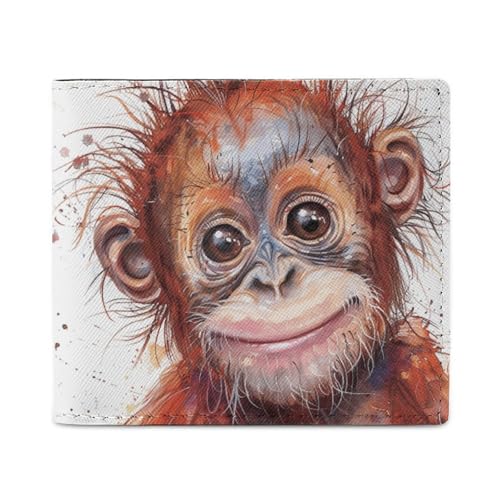 LKHDS Gorilla Geldbörse mit unordentlichem Haar und Ausweisfenster, Leder, schmal, einfacher Zugriff, kompakte Geldbörse für Männer und Frauen von LKHDS