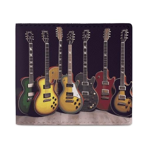 LKHDS Guitar Collection Faltbare Geldbörse mit Ausweisfenster, Leder, schlank, einfacher Zugriff, kompakte Geldbörse für Männer und Frauen von LKHDS