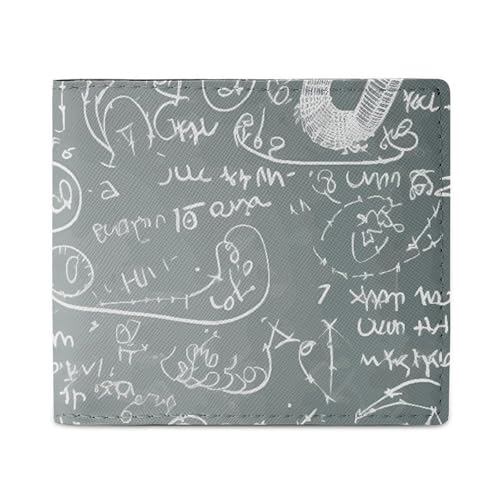 LKHDS Math Question Bifold Wallet with ID Window, Leather Slim Wallet Easy Access Compact Purse for Men Women von LKHDS