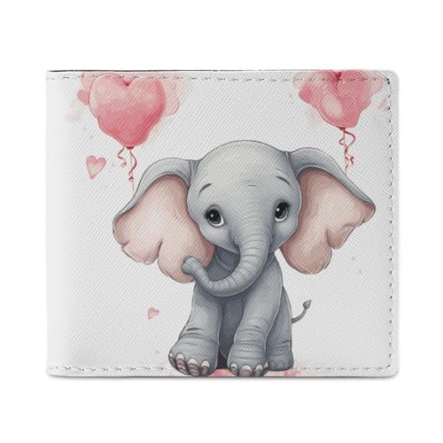 LKHDS Niedliche Cartoon-Elefanten-Geldbörse mit Ausweisfenster, schlankes Leder, einfacher Zugriff, kompakte Geldbörse für Männer und Frauen von LKHDS