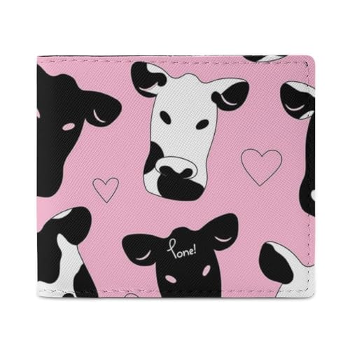 LKHDS Schwarz-weiße Milchkuh-Geldbörse mit Ausweisfenster, Leder, schmal, einfacher Zugriff, kompakte Geldbörse für Männer und Frauen von LKHDS
