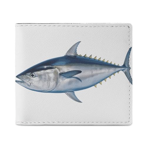 LKHDS Thunnus Bifold Wallet mit Ausweisfenster, Leder, schlanke Geldbörse, einfacher Zugriff, kompakte Geldbörse für Männer und Frauen von LKHDS