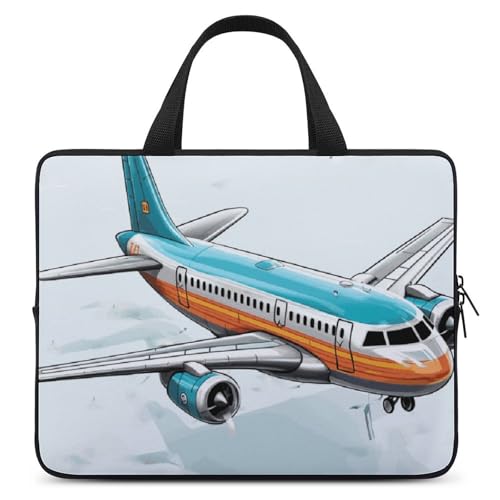 Laptoptasche mit Cartoon-Flugzeug, ultradünn, leicht und wasserdicht, 30,5 cm (12 Zoll), strapazierfähiges Neopren-Material, tragbare Schutztasche mit Handschlaufe von LKHDS