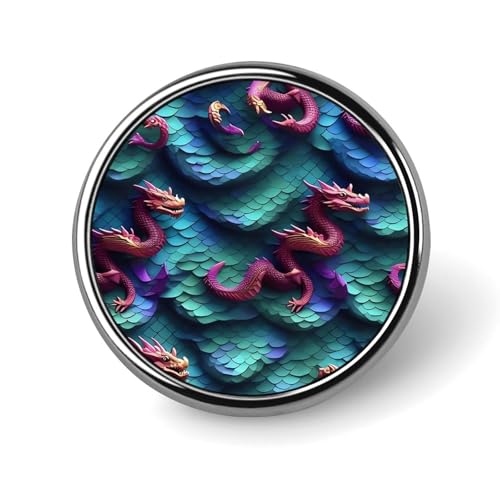 Magische 3D-Drachen-Schuppen-Abzeichen, dekorativ, langlebige Aluminiumlegierung, rundes Abzeichen, leichte Knopf-Brosche für Hemden, Jacken, Hüte, Uniformen, 2,5 cm von LKHDS