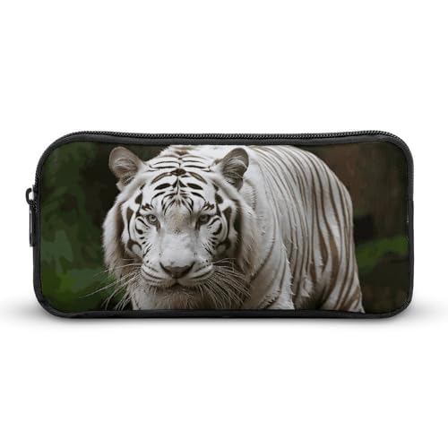 Majestic White Bengal Tiger Federmäppchen, großes Fassungsvermögen, minimalistisches Federmäppchen, leicht und langlebig, kleine Aufbewahrungstasche für Bürobedarf, Organizer von LKHDS