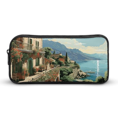 Mediterranes Sommer-Federmäppchen, großes Fassungsvermögen, minimalistisches Federmäppchen, leicht und langlebig, kleine Aufbewahrungstasche für Bürobedarf, Organizer Mediterranes Sommer-Federmäppchen, großes Fassungsvermögen, minimalistisches Federmäppchen, leicht und langlebig, kleine Aufbewahrungstasche für Bürobedarf, Organizer von LKHDS