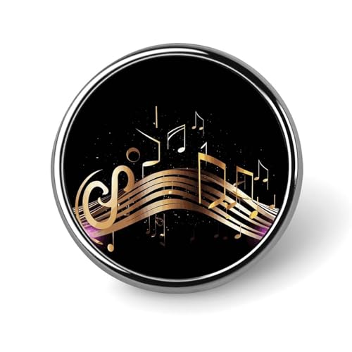 Neuartige Musiknoten-Abzeichen, dekorativ, langlebige Aluminiumlegierung, rundes Abzeichen, leichte Knopf-Brosche für Hemden, Jacken, Hüte, Uniformen, 2,5 cm von LKHDS