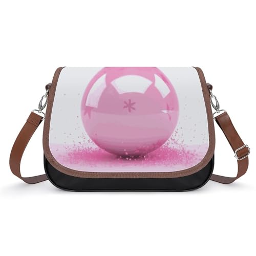 Rosa Weihnachten Ball Umhängetasche für Damen, Leder Crossbody Tasche Verstellbarer Abnehmbarer Schultergurt, Freihandtaschen Rosa Weihnachten Ball Umhängetasche für Damen, Leder Crossbody Tasche Verstellbarer Abnehmbarer Schultergurt, Freihandtaschen von LKHDS