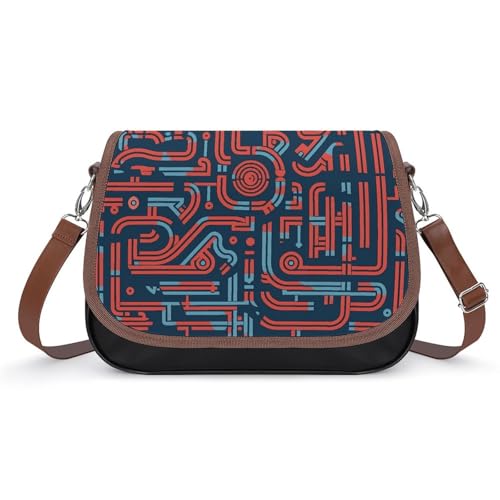 Schultertasche für Damen, Leder, Umhängetasche, verstellbar, abnehmbarer Schultergurt, freihändige Taschen, Blau und Rot Schultertasche für Damen, Leder, Umhängetasche, verstellbar, abnehmbarer Schultergurt, freihändige Taschen, Blau und Rot von LKHDS