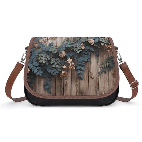 Schultertasche mit Blättern auf rustikalem Holz, für Damen, Umhängetasche, Leder, verstellbar, abnehmbarer Schultergurt, freihändige Taschen Schultertasche mit Blättern auf rustikalem Holz, für Damen, Umhängetasche, Leder, verstellbar, abnehmbarer Schultergurt, freihändige Taschen von LKHDS