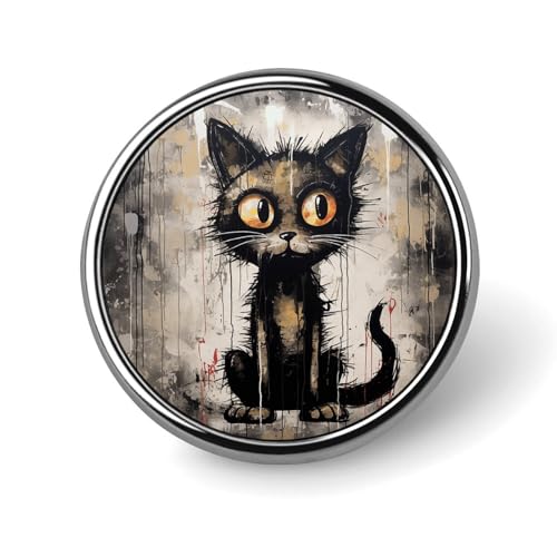 Schwarze Katzen-Abzeichen, dekorativ, langlebige Aluminium-Legierung, rundes Abzeichen, leichte Knopf-Brosche für Hemden, Jacken, Hüte, Uniformen, 2,5 cm Schwarze Katzen-Abzeichen, dekorativ, langlebige Aluminium-Legierung, rundes Abzeichen, leichte Knopf-Brosche für Hemden, Jacken, Hüte, Uniformen, 2,5 cm von LKHDS