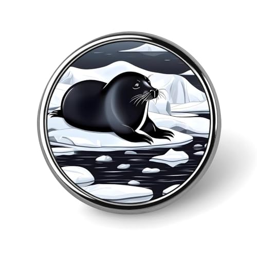 Seals on Ice Badges Dekorative, langlebige Aluminiumlegierung, rundes Abzeichen, leichte Knopf-Brosche für Hemden, Jacken, Hüte, Uniformen, 2,5 cm von LKHDS