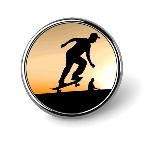 Skateboard-Abzeichen, dekorativ, langlebige Aluminiumlegierung, rundes Abzeichen, leichte Knopf-Brosche für Hemden, Jacken, Hüte, Uniformen, 2,5 cm Skateboard-Abzeichen, dekorativ, langlebige Aluminiumlegierung, rundes Abzeichen, leichte Knopf-Brosche für Hemden, Jacken, Hüte, Uniformen, 2,5 cm von LKHDS