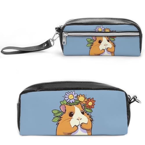 Smiling Pencil Case Large Capacity Leather Pencil Pouch with Zipper, Portable Small Makeup Bag, Office Supplies Organizer for Women Men von LKHDS