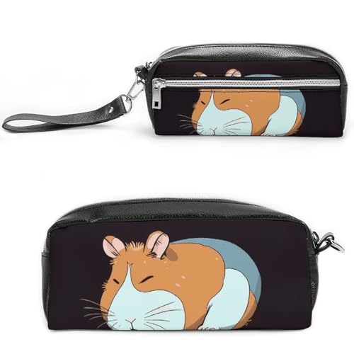 Smiling Pencil Case Large Capacity Leather Pencil Pouch with Zipper, Portable Small Makeup Bag, Office Supplies Organizer for Women Men von LKHDS