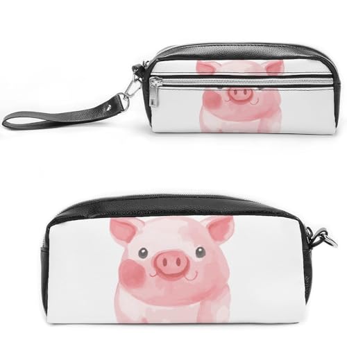 Smiling Pencil Case Large Capacity Leather Pencil Pouch with Zipper, Portable Small Makeup Bag, Office Supplies Organizer for Women Men von LKHDS