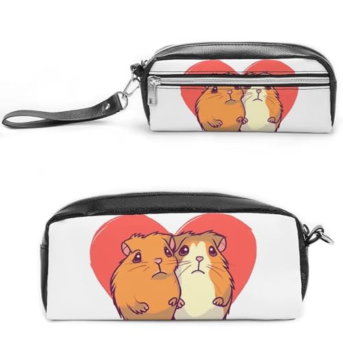 Smiling Pencil Case Large Capacity Leather Pencil Pouch with Zipper, Portable Small Makeup Bag, Office Supplies Organizer for Women Men von LKHDS