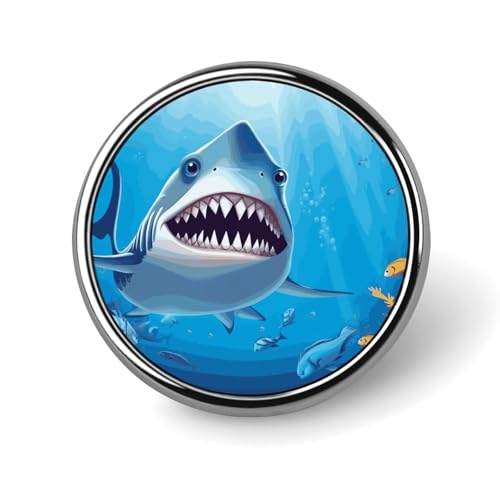 Smiling Shark Abzeichen, dekorativ, langlebige Aluminiumlegierung, rundes Abzeichen, leichte Knopf-Brosche für Hemden, Jacken, Hüte, Uniformen, 2,5 cm Smiling Shark Abzeichen, dekorativ, langlebige Aluminiumlegierung, rundes Abzeichen, leichte Knopf-Brosche für Hemden, Jacken, Hüte, Uniformen, 2,5 cm von LKHDS