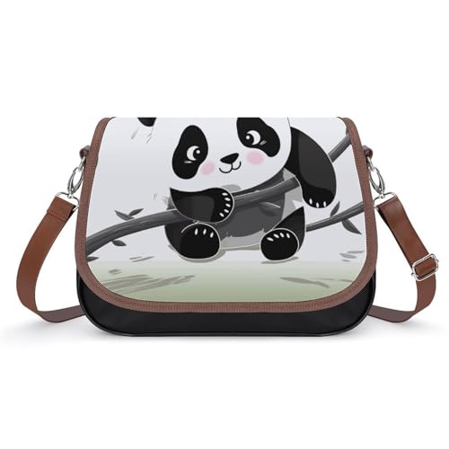 Süße Pandas Umhängetasche für Damen, Leder, Crossbody-Tasche, verstellbar, abnehmbarer Schultergurt, freihändige Taschen Süße Pandas Umhängetasche für Damen, Leder, Crossbody-Tasche, verstellbar, abnehmbarer Schultergurt, freihändige Taschen von LKHDS
