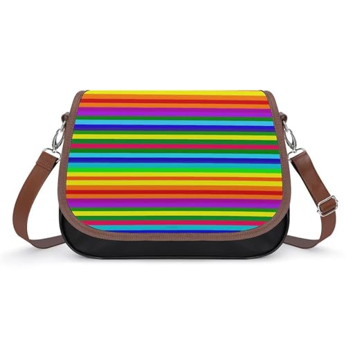 Umhängetasche mit Regenbogenmuster, für Damen, Leder, Crossbody-Tasche, verstellbar, abnehmbarer Schultergurt, freihändige Taschen Umhängetasche mit Regenbogenmuster, für Damen, Leder, Crossbody-Tasche, verstellbar, abnehmbarer Schultergurt, freihändige Taschen von LKHDS