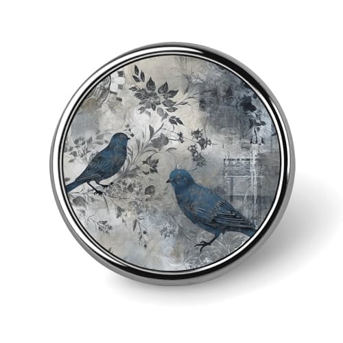 Vogelmuster-Abzeichen, dekorativ, langlebige Aluminiumlegierung, rundes Abzeichen, leichte Knopf-Brosche für Hemden, Jacken, Hüte, Uniformen, 2,5 cm von LKHDS