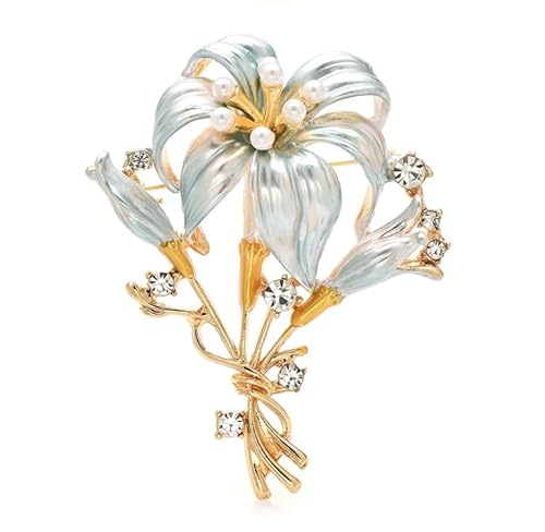 LKHFNBMUDCSX Schöne Lilien-Brosche für Damen, Unisex, Pflanzen, Brosche, 5.6*4.2cm, Edelstahl, Zirkonia von LKHFNBMUDCSX